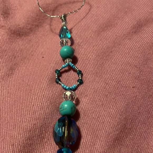 Original Handmade Blue Butterfly Prism Sun Catcher w New & Upcycled Beads - Picture 4 of 5